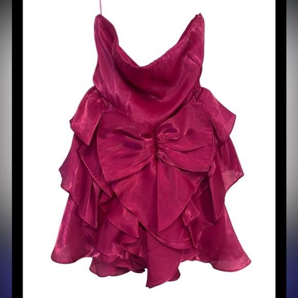 NWT Storia Fuchsia Ruffle Skirt Mini Dress - Picture 4 of 6